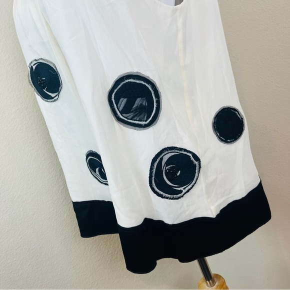 BCBGMAXAZRIA White Babydoll Black Polka Dot Flowy Ruffle Silk Blouse MEDIUM - Picture 7 of 10